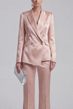 2 Piece Blue Peak Lapel Women Suits with Sleeves