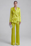 2 Piece Blue Peak Lapel Women Suits with Sleeves