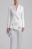 2 Piece Blue Peak Lapel Women Suits with Sleeves