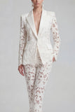 White Peak Lapel 2 Piece Boho Women Suits with Sleeves