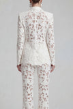 White Peak Lapel 2 Piece Boho Women Suits with Sleeves