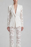 White Peak Lapel 2 Piece Boho Women Suits with Sleeves