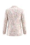 Champagne and Pink 2 Piece Floral Peak Lapel Double Breasted Prom Suits