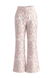 Champagne and Pink 2 Piece Floral Peak Lapel Double Breasted Prom Suits