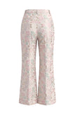 Champagne and Pink 2 Piece Floral Peak Lapel Double Breasted Prom Suits