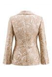 Floral Champagne 2 Piece Shawl Lapel Wide Leg Prom Suits with Bow