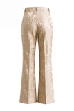 Floral Champagne 2 Piece Shawl Lapel Wide Leg Prom Suits with Bow