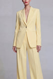 Dark Blue Notched Lapel Single Breasted 2 Piece Wide Leg Prom Suits