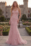 Sparkly Blue Mermaid Sweetheart Tulle Long Beaded Prom Dress with Appliques