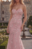 Sparkly Blue Mermaid Sweetheart Tulle Long Beaded Prom Dress with Appliques