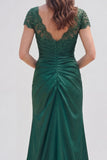 V Neck Mermaid Dark Green Ruched Mother Of Bride Dress