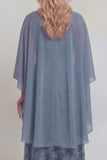 Navy Lace Floral A Line Sequins Long Mother of The Bride Dress with Jacket