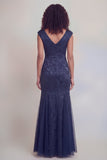 Sage Green Floral V-Neck Mermaid Long Mother of The Bride Dress with Slit