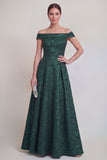 Blush Jacquard Floral Off The Shoulder A Line Long Mother of The Bride Dress