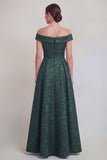 Blush Jacquard Floral Off The Shoulder A Line Long Mother of The Bride Dress