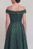 Blush Jacquard Floral Off The Shoulder A Line Long Mother of The Bride Dress