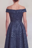 Blush Jacquard Floral Off The Shoulder A Line Long Mother of The Bride Dress