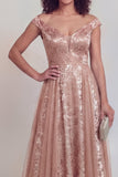 Navy Floral A Line Long Mothe of the Bride Dress