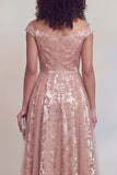 Navy Floral A Line Long Mothe of the Bride Dress