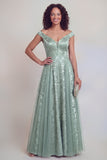 Navy Floral A Line Long Mothe of the Bride Dress