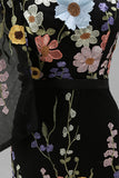 Asymmetrical One Shoulder Black Floral Embroidery Mermaid Long Wedding Guest Dress