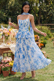 A-Line Dusty Sage Strapless Pleated Ruched Ruffled Maxi Wedding Guest Dress with Neck Scarf