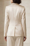 2 Piece Blue Single Breasted Satin Peak Lapel Women Suits with Pockets