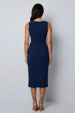 Bateau Neck Dark Green Bodycon Long Work Dress with Slit