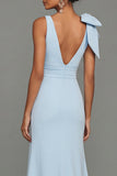 Dark Green Sheath V-Neck Ruffled Ruched Long Formal Dress with Slit