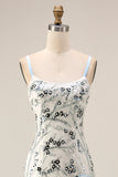 Light Blue Sequin Mermaid Ruffled Mother Of the Bride Dress