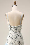 Light Blue Mermaid Sequin Long Formal Dress with Ruffles