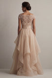 Bateau Neck A Line Blush Sequin Mother Of the Bride Dress