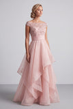 Bateau Neck A Line Blush Sequin Mother Of the Bride Dress