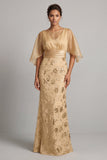 Mermaid Champagne Sequin Half Sleeve Mother Of the Bride Dress