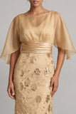 Mermaid Champagne Sequin Half Sleeve Mother Of the Bride Dress
