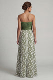 Strapless A Line Green Floral Mother Of Bride Dress