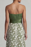 Strapless A Line Green Floral Mother Of Bride Dress