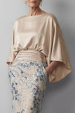 Champagne Sequin Long Sleeve Mermaid Mother Of Bride Dress