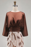 Coffee 3/4 Sleeves Appliqued Mermaid Mother of the Bride Dress