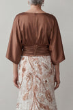 Coffee 3/4 Sleeves Appliqued Mermaid Mother of the Bride Dress