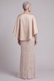 Champagne Mermaid Sequin Mother Of Bride Dress with Pockets