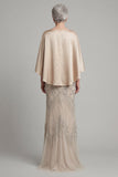 Champagne Mermaid Sequin Mother Of Bride Dress with Pockets