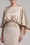 Champagne Mermaid Sequin Mother Of Bride Dress with Pockets