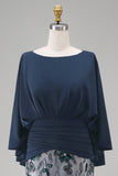 Sparkly Mermaid Long Floral Navy Sequin Mother of the Bride Dress