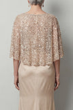 Sparkly Sequin Champagne Long Mermaid Mother of the Bride Dress with Pockets