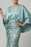 Sparkly Mermaid Blue Sequin Long Mother of the Bride Dress