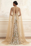 Sparkly Champagne Halter Mermaid Sequins Long Formal Dress