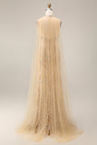 Sparkly Champagne Halter Mermaid Sequins Long Formal Dress
