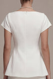 Bodycon Bateau Neck Cap Sleeves Little White Dress
