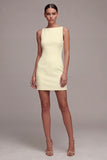 Bateau Neck Satin Bodycon Little White Dress